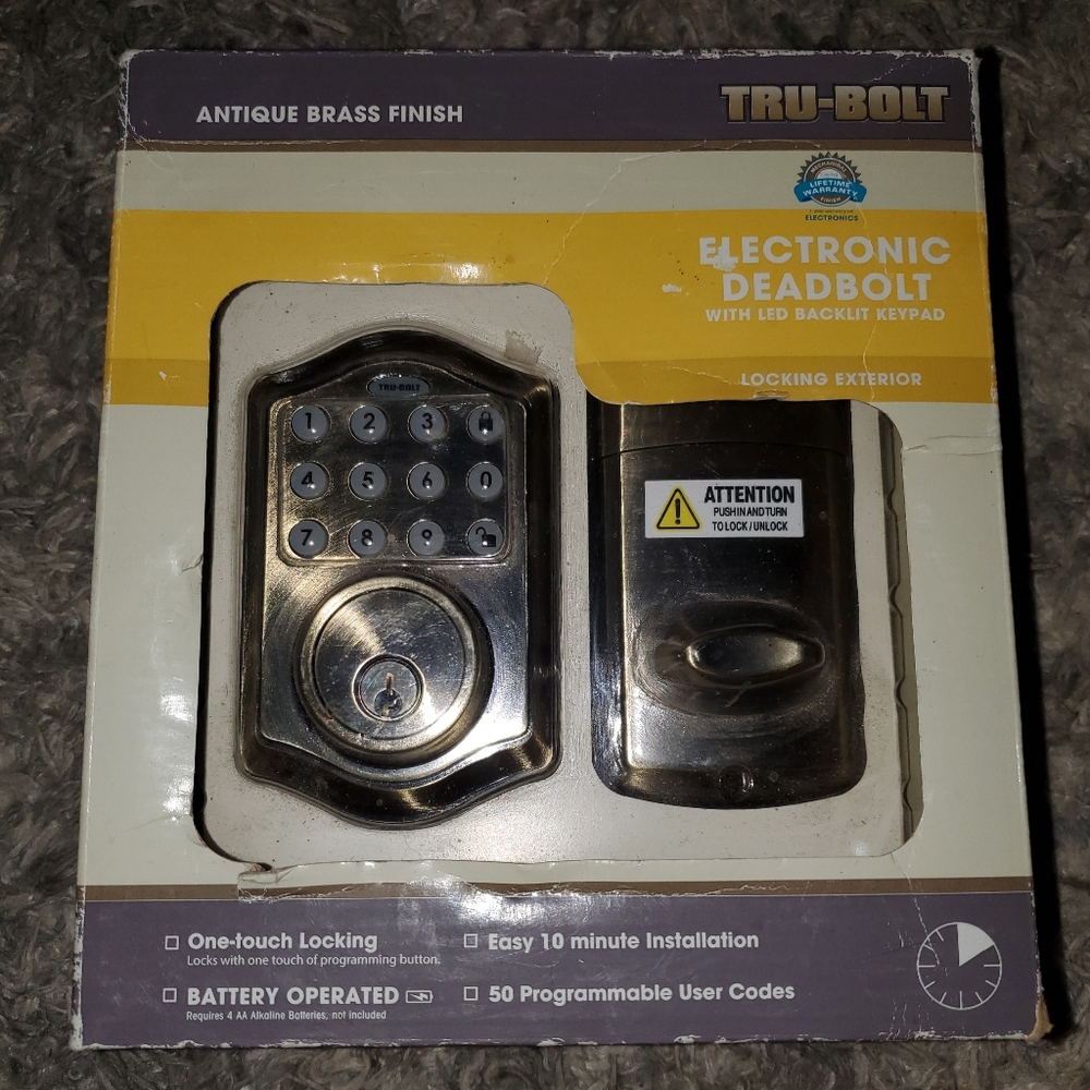 Tru-Bolt Antique Brass Finish Electric Deadbolt